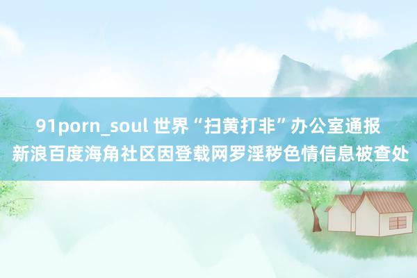 91porn_soul 世界“扫黄打非”办公室通报 新浪百度海角社区因登载网罗淫秽色情信息被查处